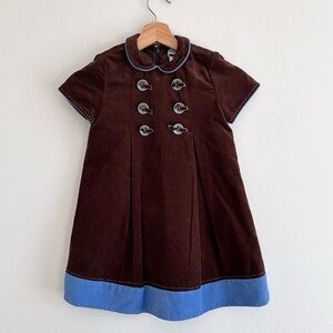 Luli & Me vintage inspired Peter Pan collar brown corduroy girls dress 6 yrs